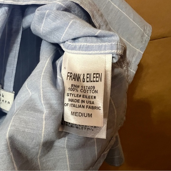 Frank & Eileen | Eileen Relaxed Button Up Shirt Striped Italian Cotton Size M - Picture 12 of 12